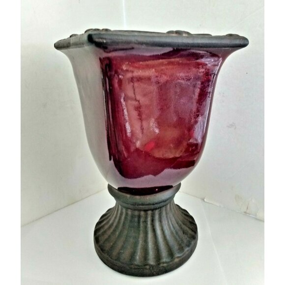 Vintage Pottery Pedastal Vase High Luster & Salt Glaze 8 1/2" Tall Germany - Picture 2 of 10